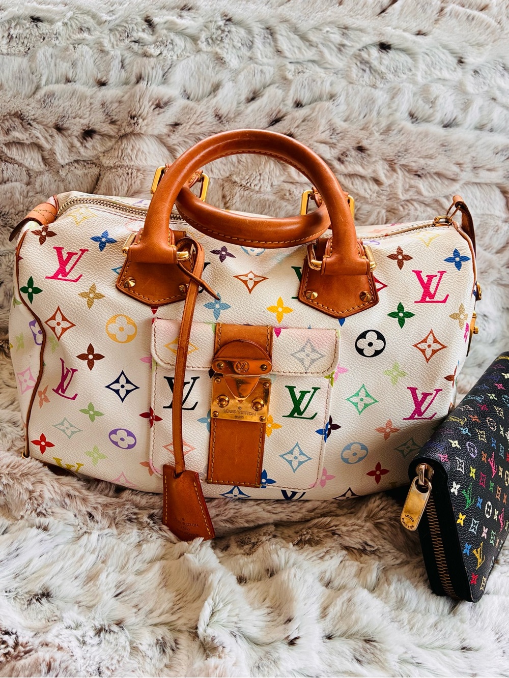 Louis Vuitton Speedy 30 Murakami Multicolor on White S Lock VGUC - Picture 11 of 17